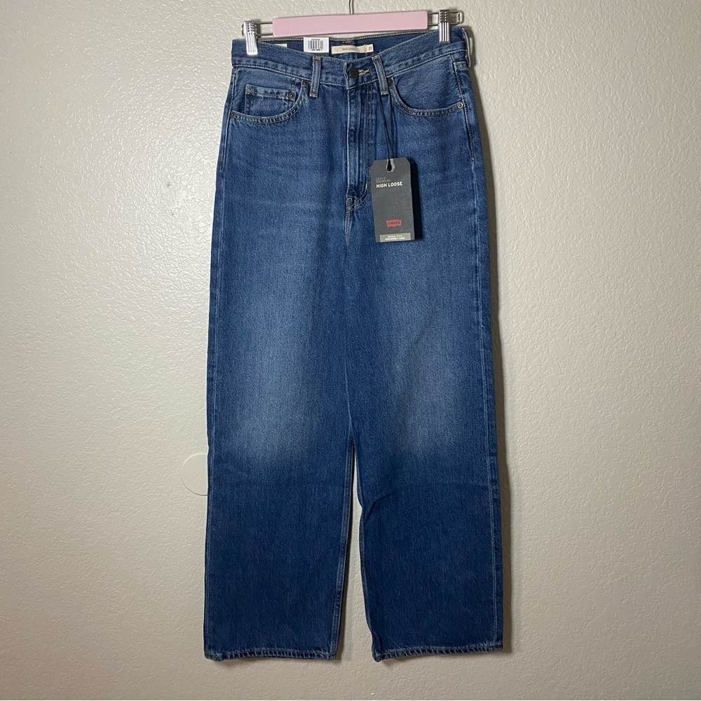 Levi’s High Loose Medium Dark Wash Jeans Wide Straight - Picture 2 of 9